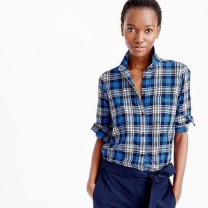 J. Crew Blue Weekend Plaid Boy Button Down Shirt
